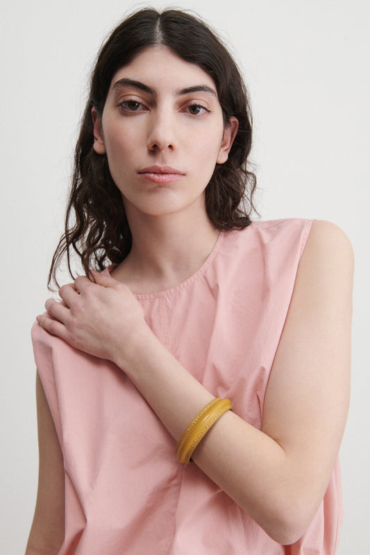 Leather Mota Bracelet Mustard