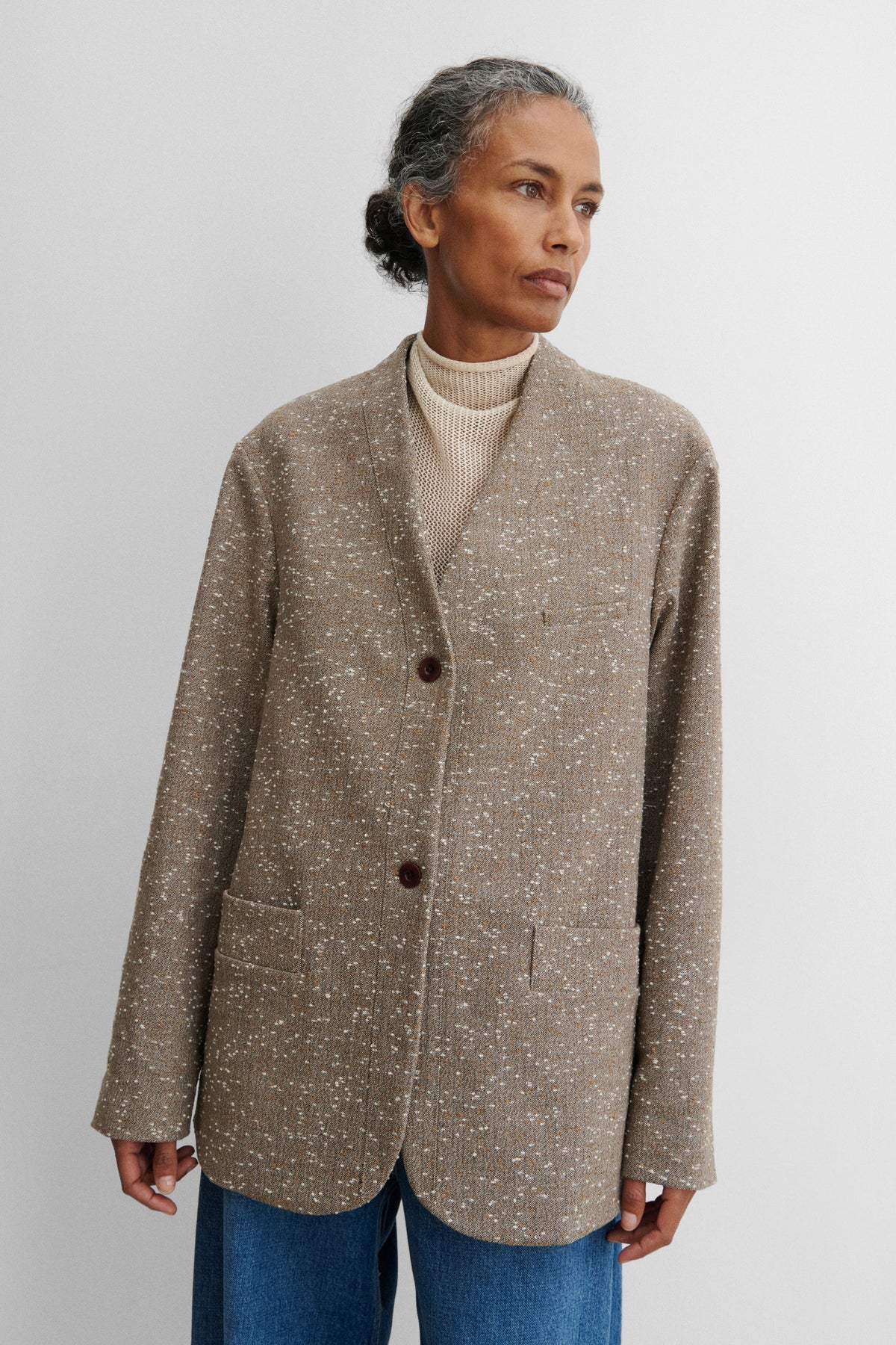 Baseball Blazer Brown Herringbone