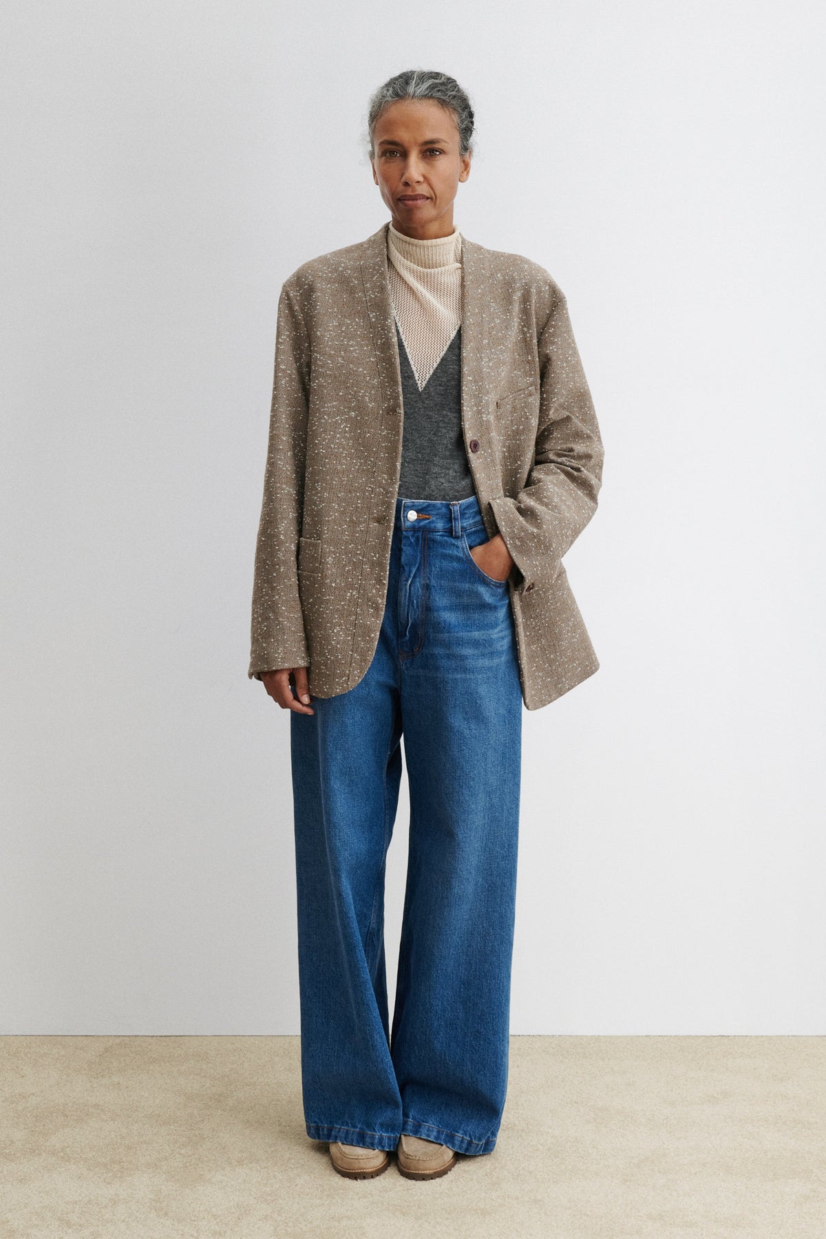 Baseball Blazer Brown Herringbone