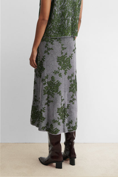 Broccada Skirt Dove-Green