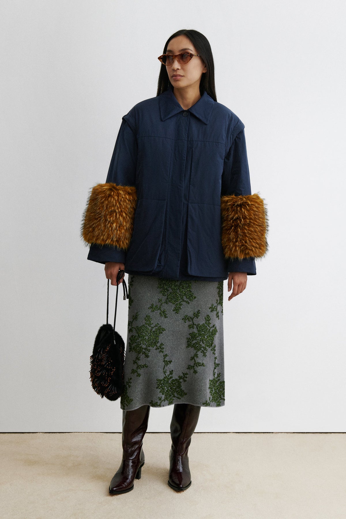 Broccada Skirt Dove-Green