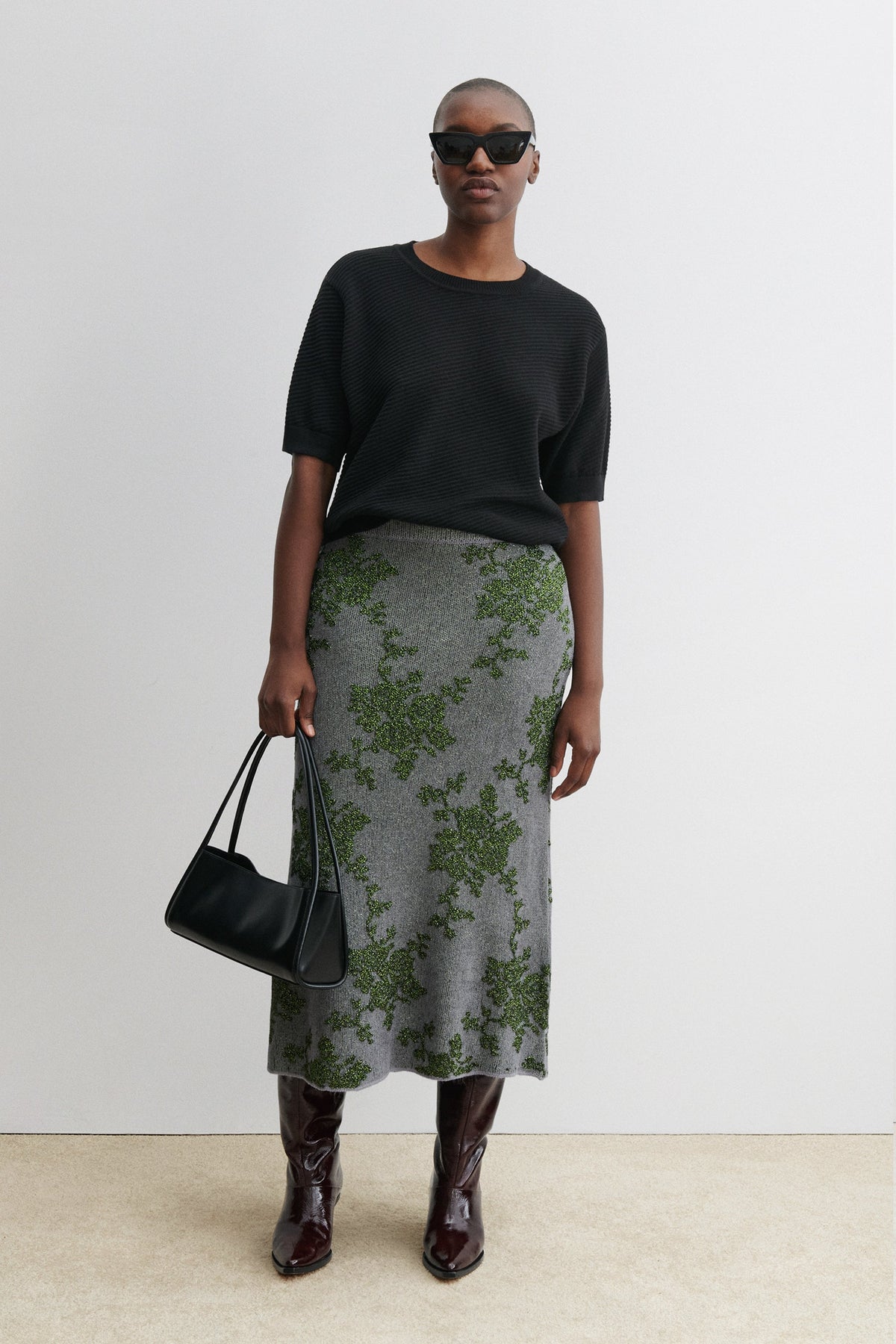 Broccada Skirt Dove-Green