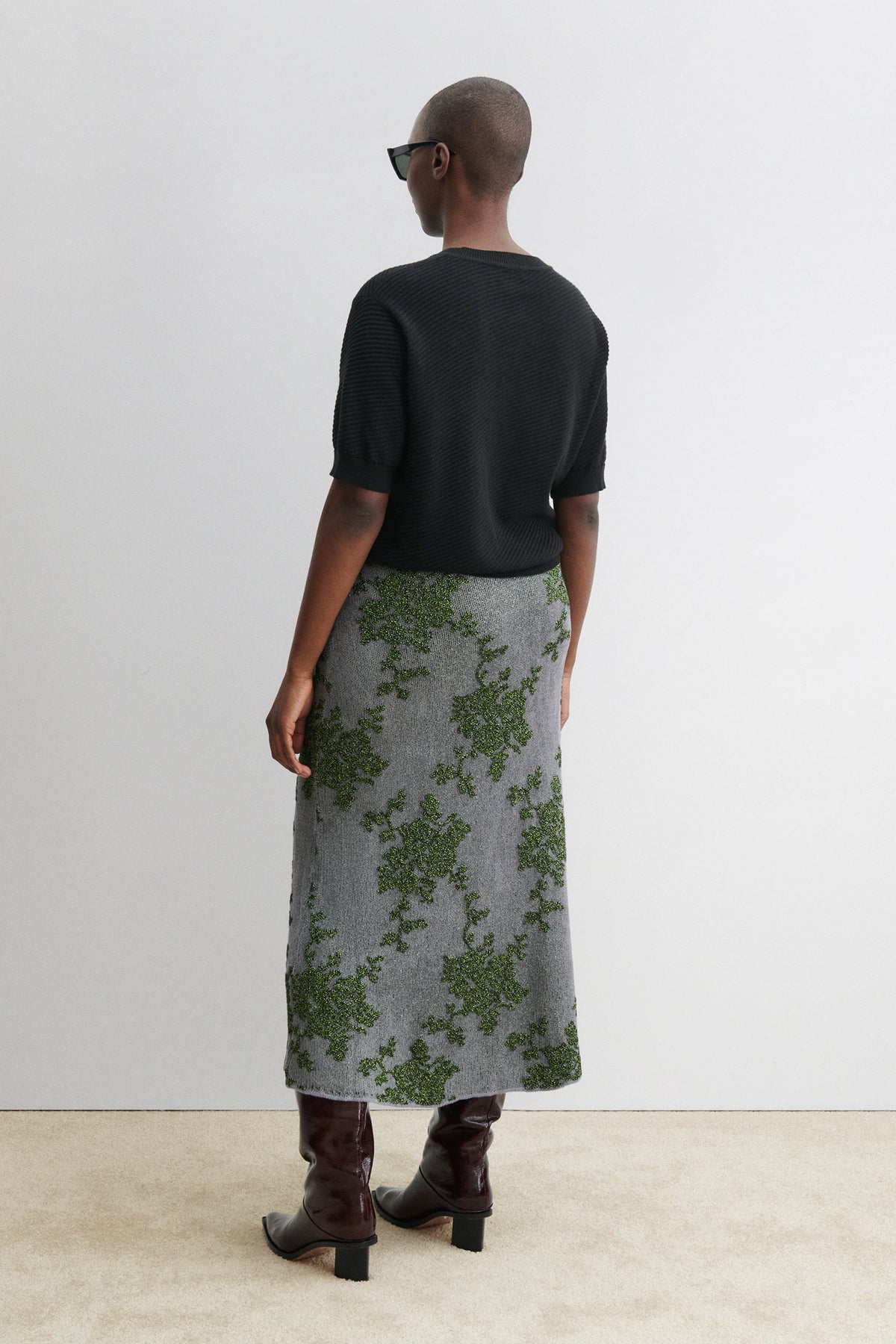 Broccada Skirt Dove-Green