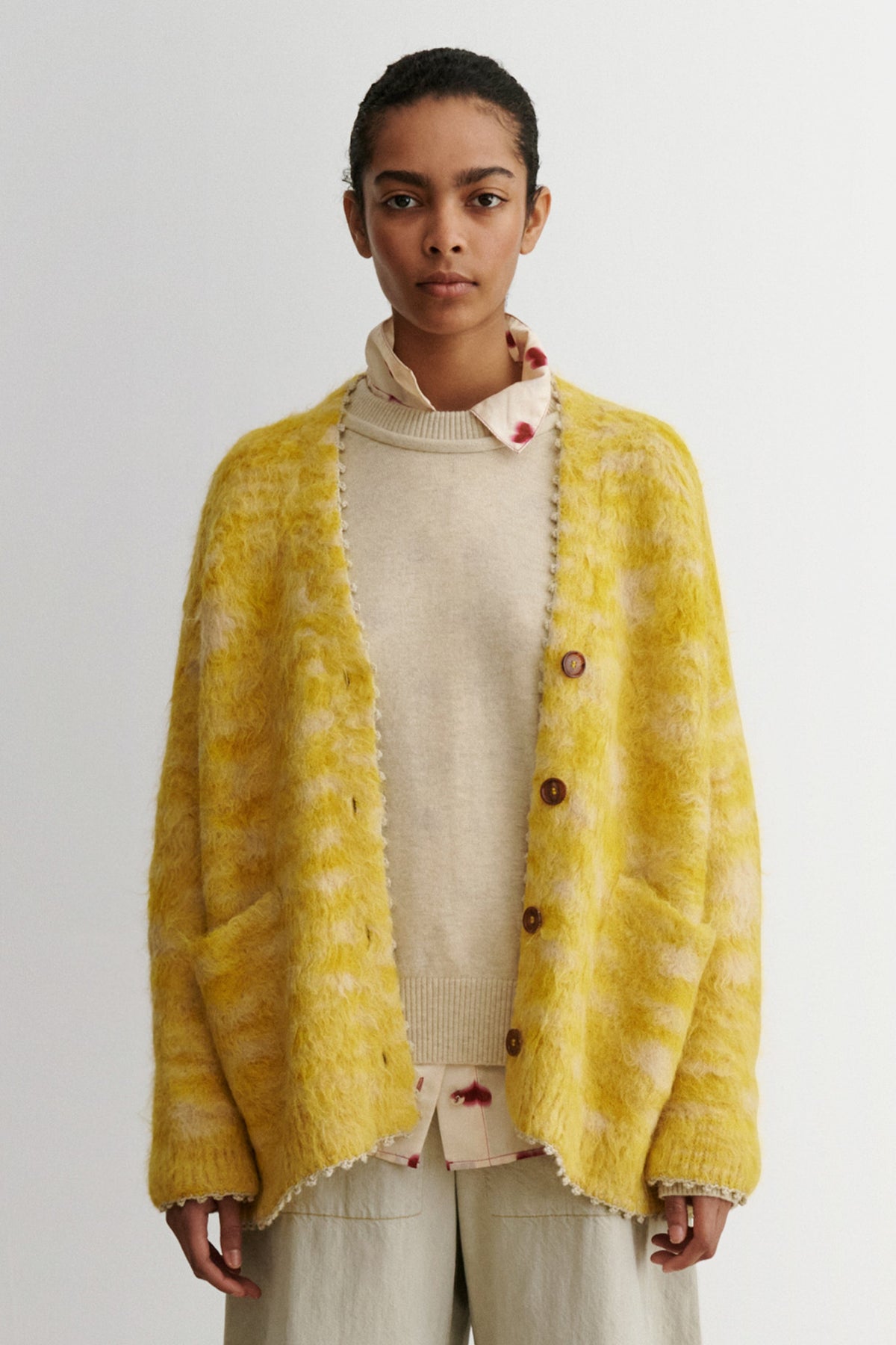 Fuchs Cardigan Chartreuse Space Dye